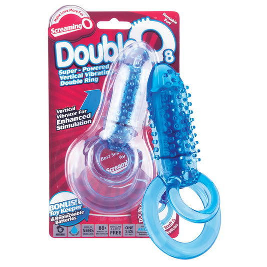 Screaming O DoubleO 8 Vibrating Ring - Blue