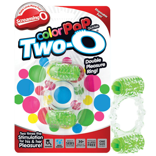 Screaming O ColorPoP Quickie Two-O Vibrating Ring - Green