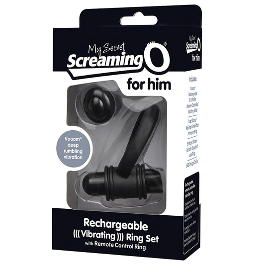 Screaming O My Secret Bullet and Ring for Him - Black