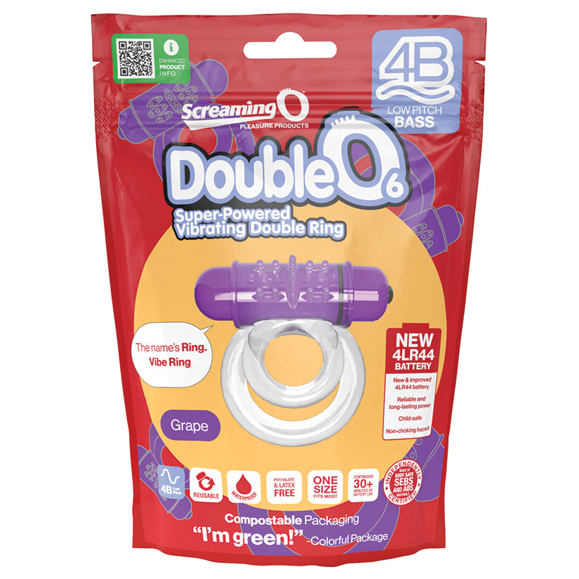 Screaming O 4B Deep Rumbling DoubleO 6 Vibrating Ring - Grape