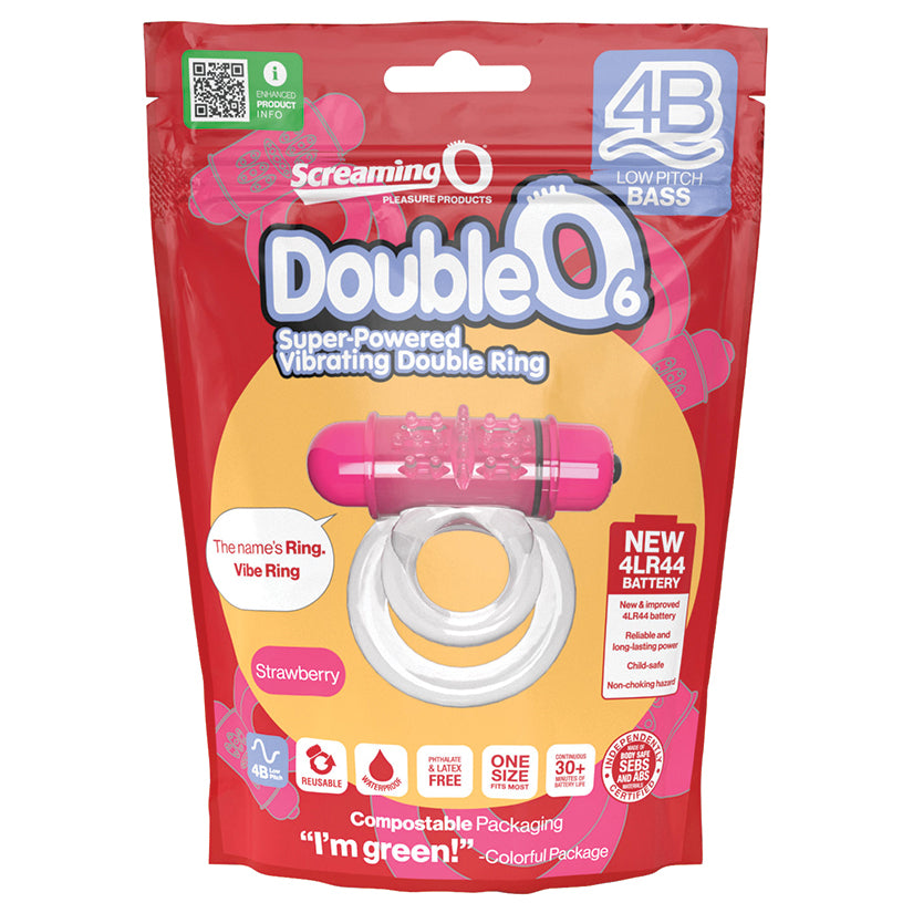 Screaming O 4B Deep Rumbling DoubleO 6 Vibrating Ring - Strawberry