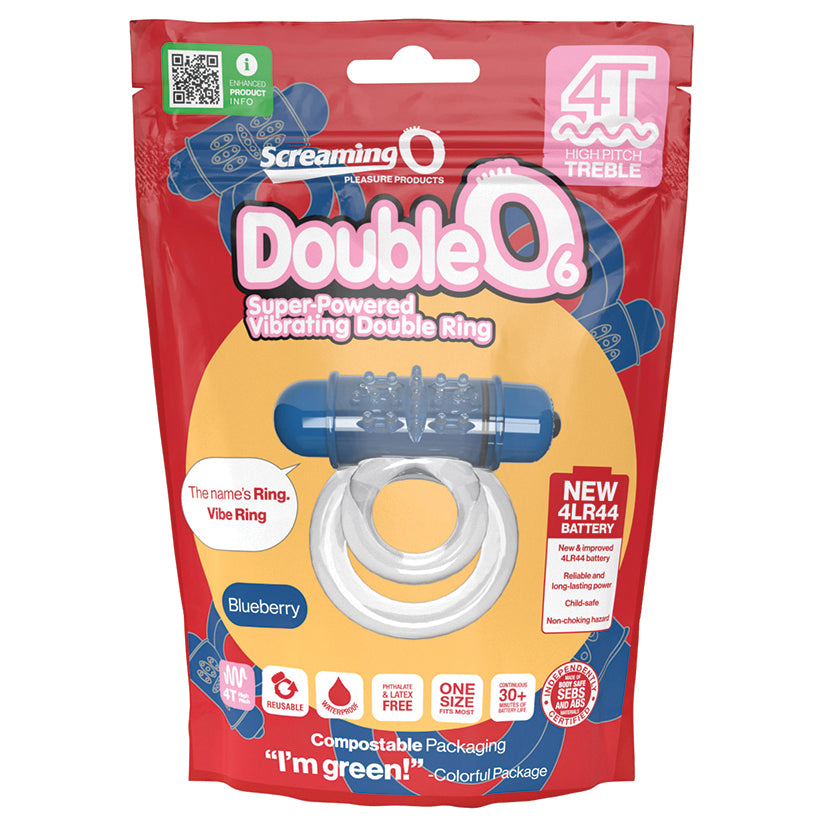 Screaming O 4T Tickle & Tease DoubleO 6 Vibrating Ring - Blueberry