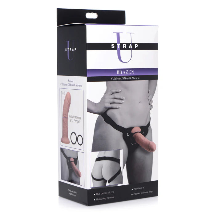 Strap U Brazen 8 Inch Silicone Dildo with Harness