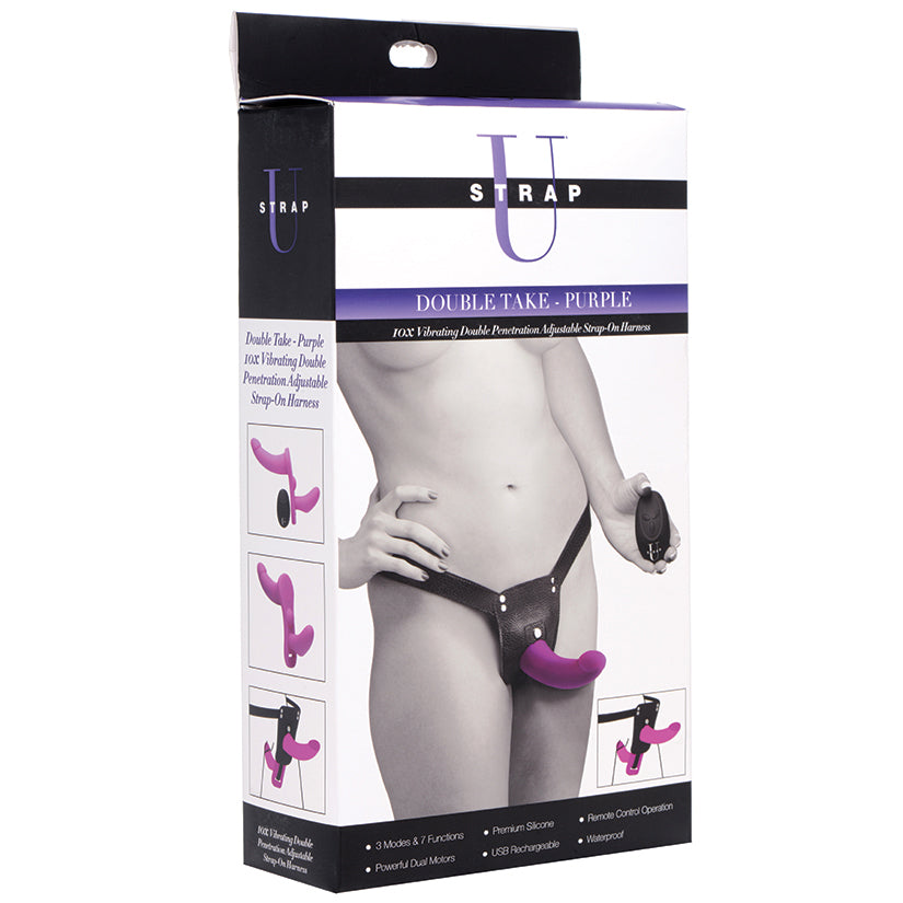Strap-U-Double-Take-10X-Double-Penetration-Vibrating-Strap-On-Harness-Purple