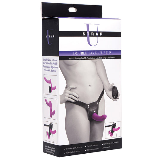 Strap-U-Double-Take-10X-Double-Penetration-Vibrating-Strap-On-Harness-Purple