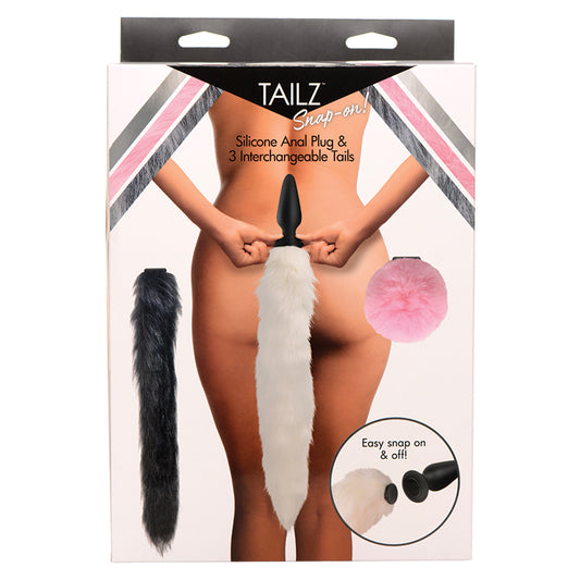 Tailz-Snap-On-Silicone-Anal-Plug-&-3-Interchangeable-Tails