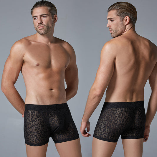 Allure Lingerie Men's Leopard Boxer - Black L/XL