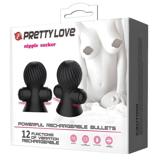 Pretty Love Rechargeable Nipple Suckers - Black