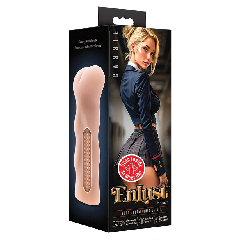 Blush Enlust Cassie AI Male Masturbator Tight & Ribbed Canal - Made With X5 Plus Ultra Soft, Realistic Anal Feel Open Ended To Fit All Sizes - Beige