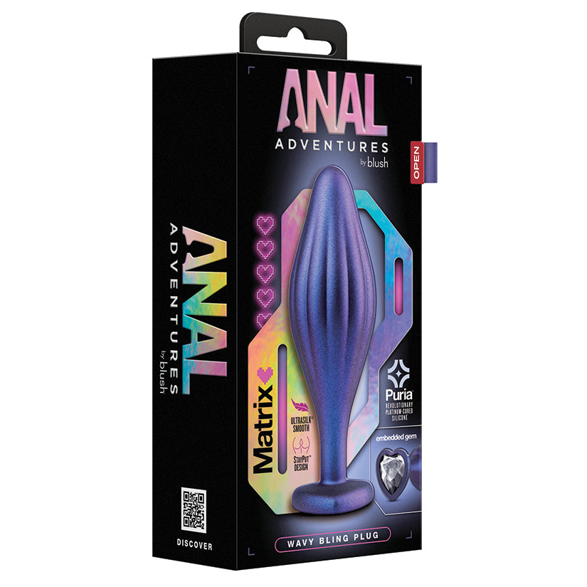 Anal-Adventures-Matrix-Wavy-Bling-Sapphire-4.5-Inch-Anal-Plug