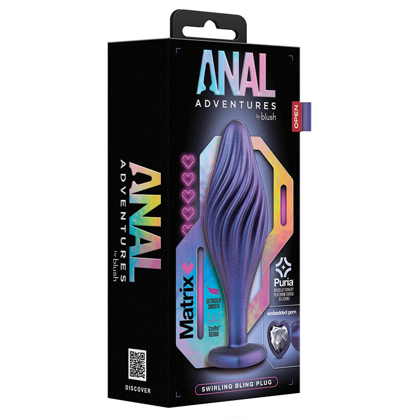 Anal-Adventures-Matrix-Swirling-Bling-Sapphire-4.5-Inch-Anal-Plug
