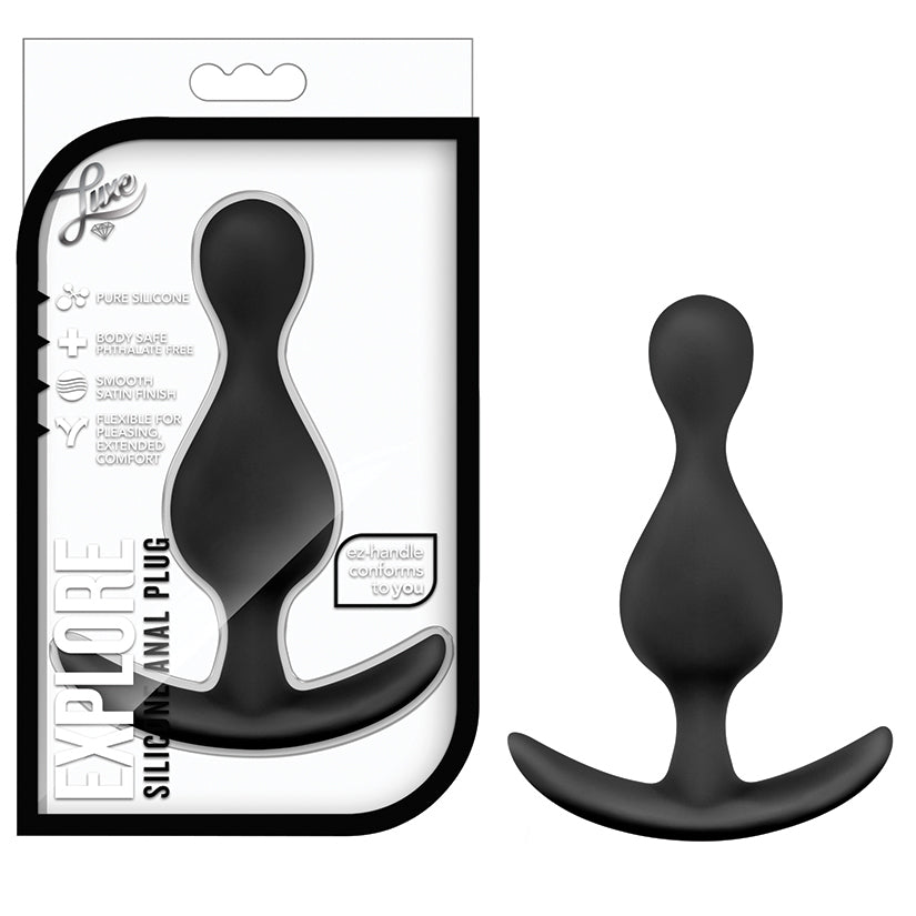 Luxe-Explore-Black-4.5-Inch-Anal-Plug-With-Handle