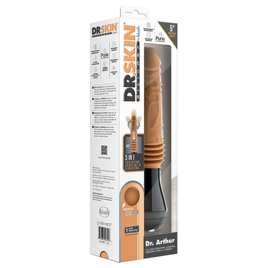 Blush Dr. Skin Silicone Dr. Arthur Large 10.5 Inch Vibrating, Gyrating And Thrusting Dildo in Tan - Made With Puria Platinum Cured Silicone