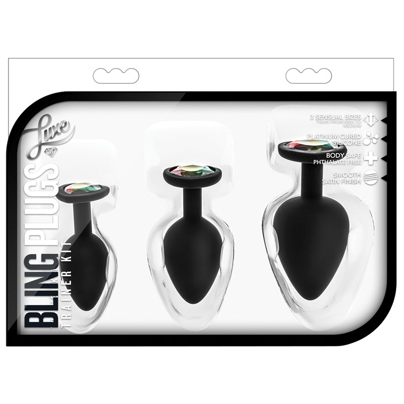Luxe-Blings-Training-Kit-Black-With-Rainbow-Gems-Anal-Plug