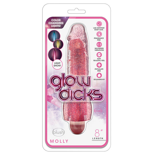 Glow-Dicks-Molly-Glitter-Realistic-Pink-8-Inch-Long-Vibrating-Dildo