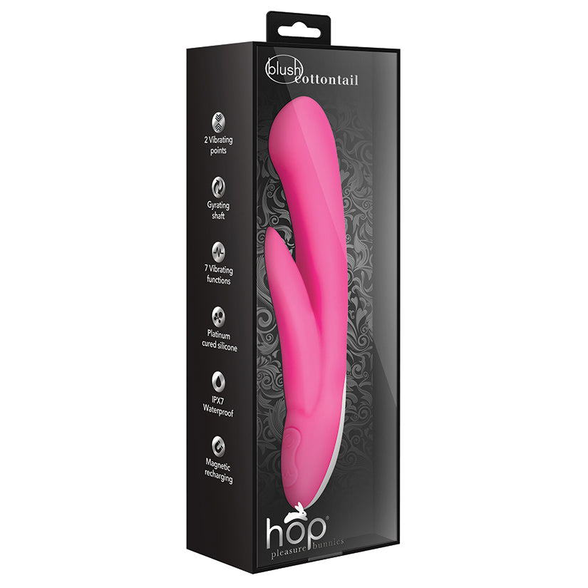 Hop-Cottontail-Plus-G-Spot-+-Clitorial-Stimulating-Hot-Pink-8.25-Inch-Ultrasilk-Silicone-Rechargeable-Rabbit-Vibrator