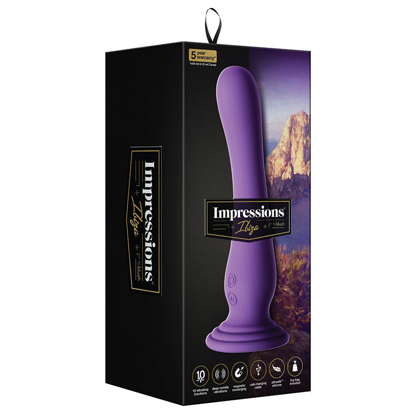 Impressions-Ibiza-Curved-G-Spot-Plum-7.75-Inch-Long-Rechargeable-Vibrating-Dildo-With-Suction-Cup-Base
