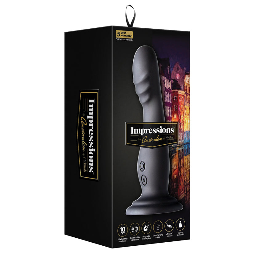 Impressions-Amsterdam-Black-6.75-Inch-Long-Rechargeable-Vibrating-Dildo-With-Suction-Cup-Base