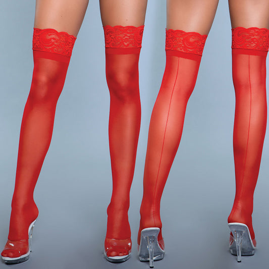 BeWicked Keep A Secret Thigh Highs - Red O/S