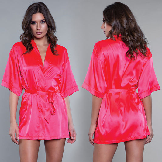BeWicked Getting Ready Satin Robe - Hot Pink Small