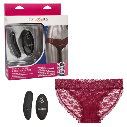 CalExotics Remote Control Lace Panty Set - S/M Burgundy