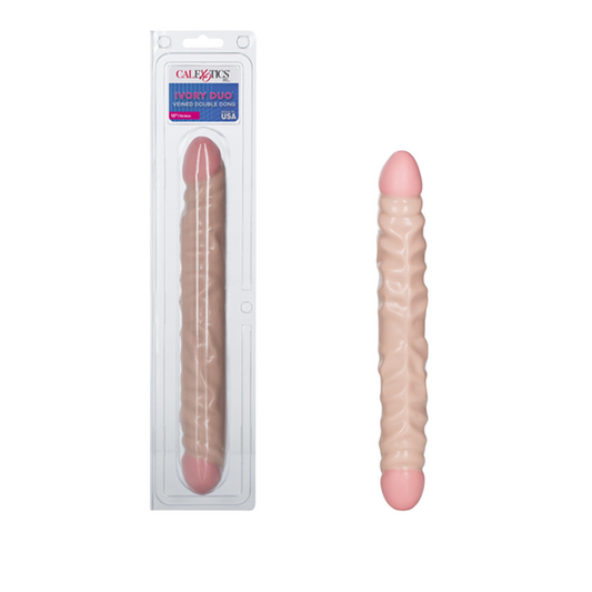 CalExotics Veined Double Dong 12"/30.5 cm - Ivory