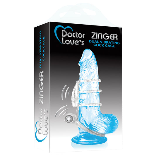 Doctor Love's Zinger Dual Vibrating Cock Cage - Clear