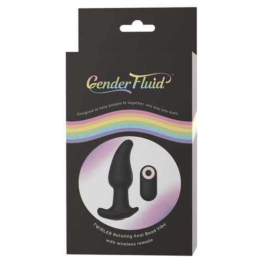 Gender Fluid Twirler Anal Vibe with Remote - Black