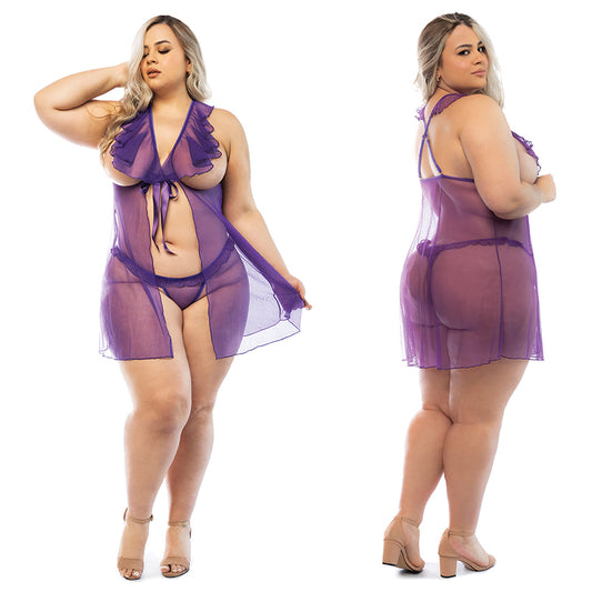 Hello Sexy The Lily Babydoll and Panty Set - Lilac 1X/2X
