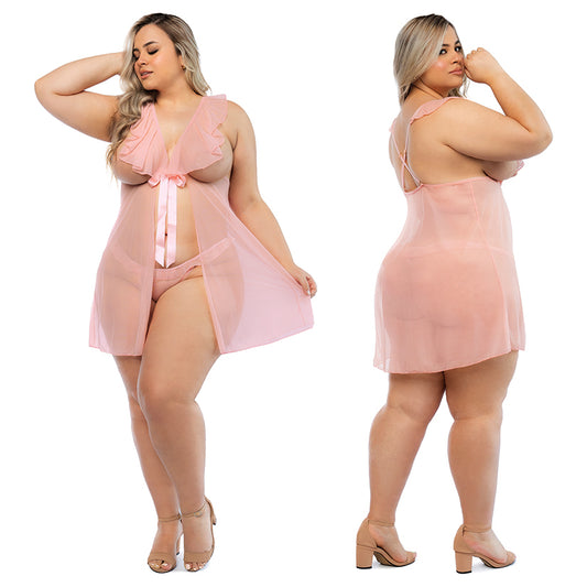 Hello Sexy The Juliet Babydoll and Panty Set - Cherry Blossom 1X/2X