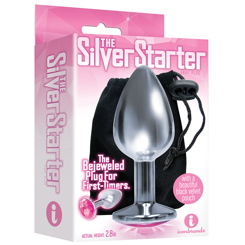 Icon Brands - The Silver Starter Round Jewel Plug - Pink