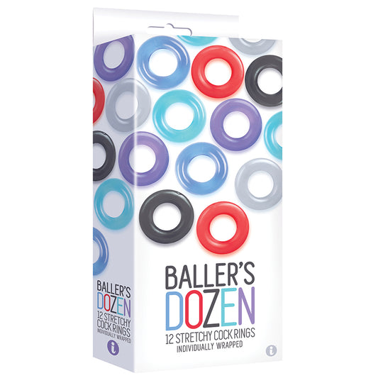 Icon Brands - Baller's Dozen Cock Ring Set - Assorted Colors