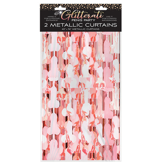 Glitterati Penis Metallic Foil Curtain (2 Pack)