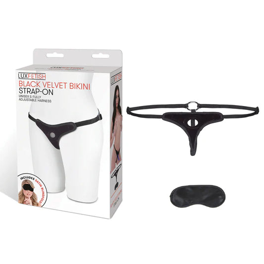 Lux Fetish Black Velvet Bikini Strap-On Harness
