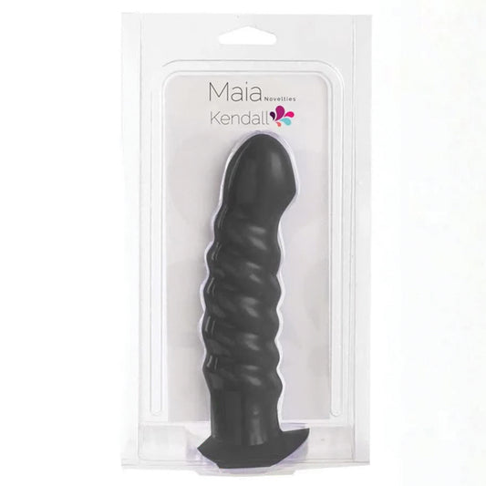 Maia-KENDALL-Silicone-Dong-Swirled-Satin-Finish-Black-775