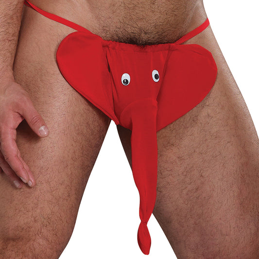 Male Power Novelty Squeaker Elephant G-String - Red One Size