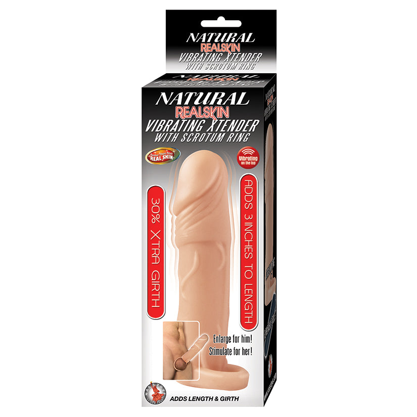 Natural-Realskin-Vibrating-Xtender-With-Scrotum-Ring-White