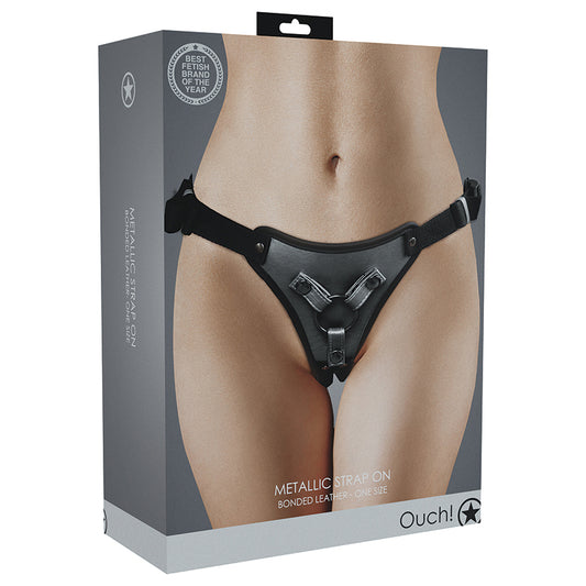 Ouch! Metallic Strap On Harness - Gun Metal