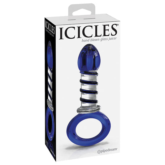 Icicles-No-81-Hand-Blown-Glass-Juicer-Plug-With-Handle-Blue-Swirl