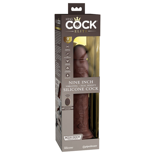 King-Cock-Elite-9-Vibrating-Silicone-Dual-Density-Cock-with-Remote-Brown