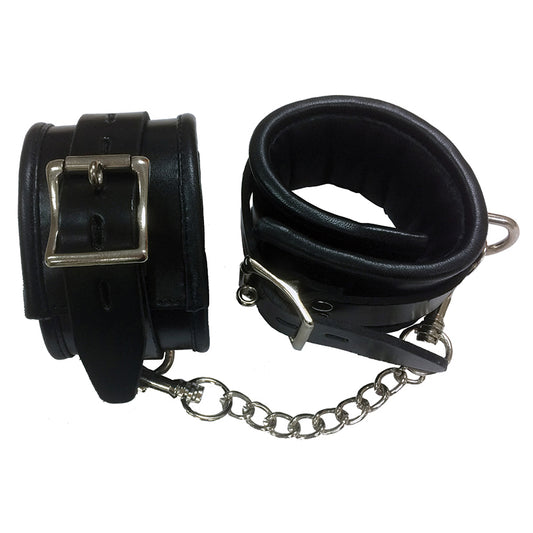 Rouge Leather Padded Ankle Cuffs - Black