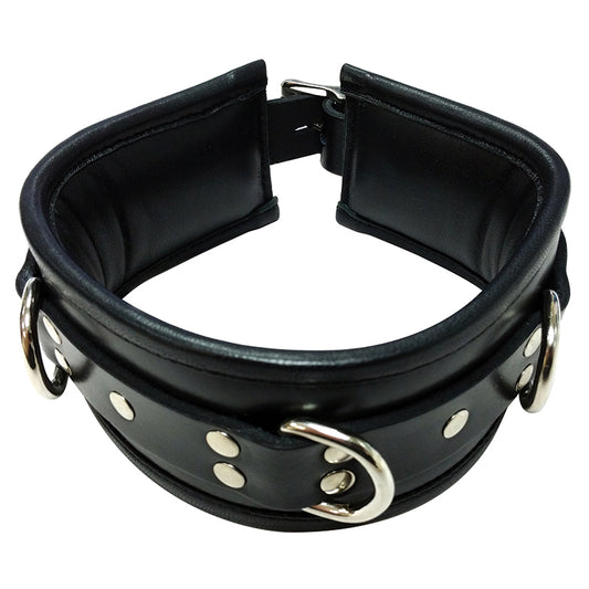 Rouge Leather Padded Collar - Black
