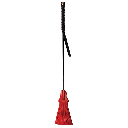 Rouge Leather Tasselled Riding Crop - Red