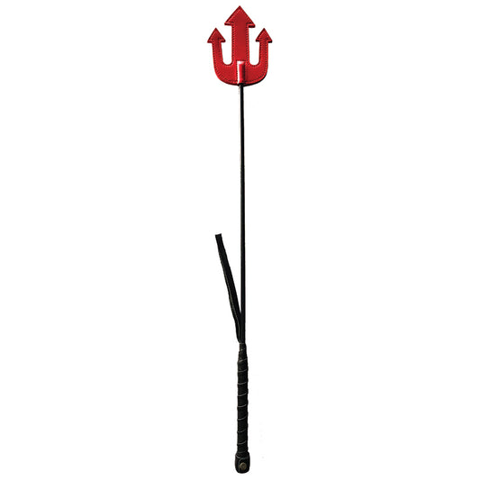 Rouge Leather Devil Riding Crop - Red
