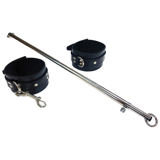 Rouge Adjustable Steel Leg Spreader Bar with Leather Cuffs