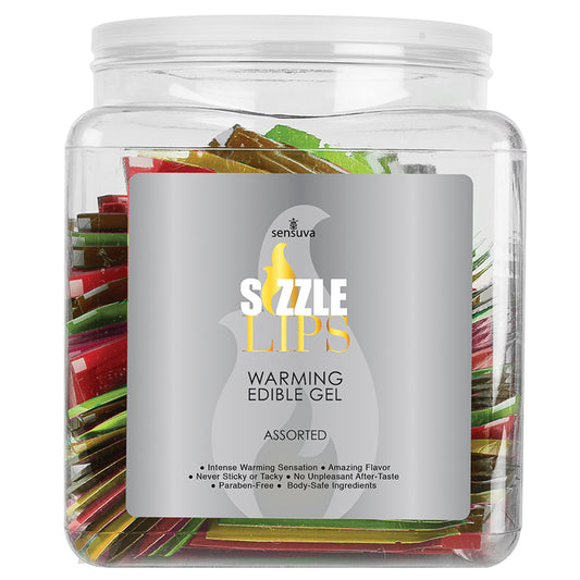 Sensuva Sizzle Lips Warming Edible Gel - Assorted Tub of 100