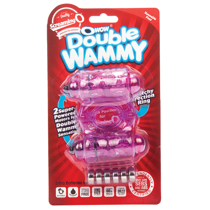 Screaming O O Wow Double Wammy Vibrating Ring - Purple