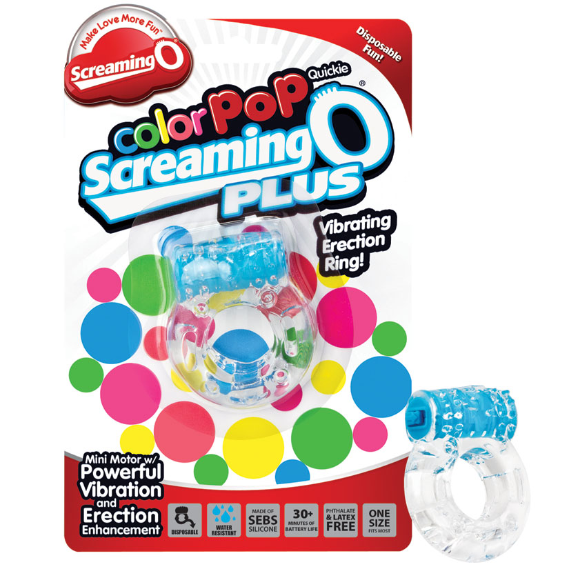 Screaming O ColorPoP Quickie Plus Vibrating Ring - Blue