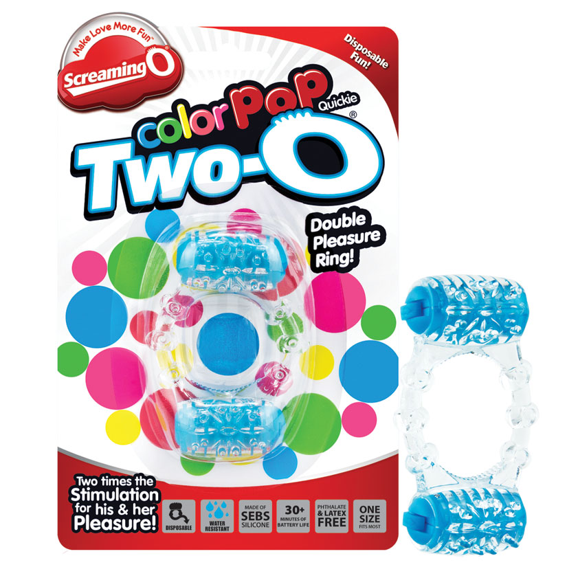Screaming O ColorPoP Quickie Two-O Vibrating Ring - Blue