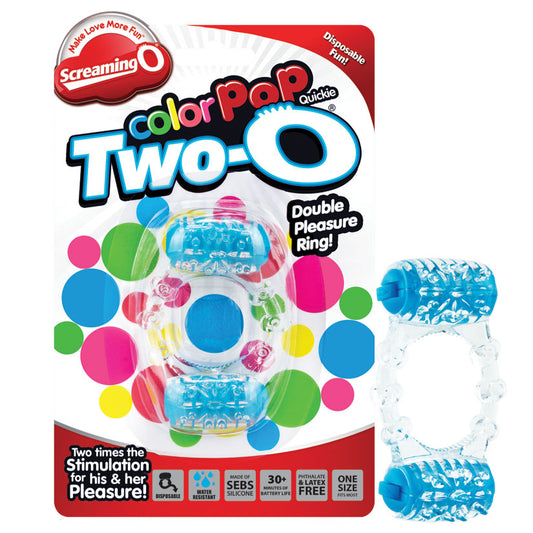 Screaming O ColorPoP Quickie Two-O Vibrating Ring - Blue